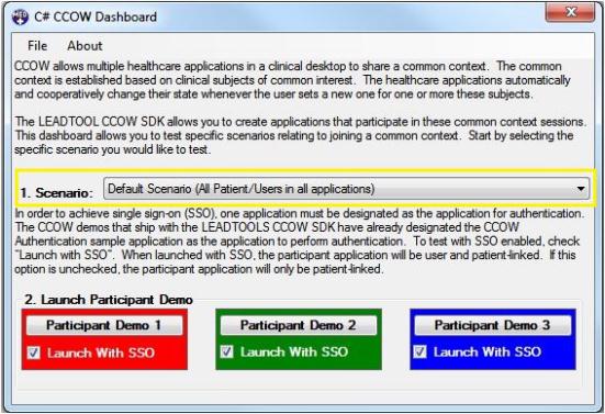 LEADTOOLS CCOW Dashboard Default Scenario
