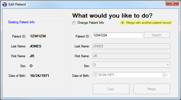 Patient Updater Patient Merge Existing Patient