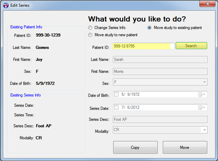Patient Updater Patient Move Series Patient ID